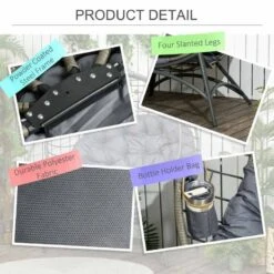 Outsunny Folding Rattan Egg Chair Freestanding - Grey - 84G-057V71GY 17 Outsunny Folding Rattan Egg Chair Freestanding - Grey - 84G-057V71GY -OUTSUNNY Sales Shop o u outsunny 84g 057v71gy detail