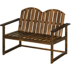 Outsunny 2-seater Wooden Garden Bench - Carbonised - 84G-106V00DW -OUTSUNNY Sales Shop o u outsunny 84g 106v00dw 10