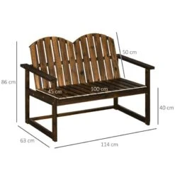 Outsunny 2-seater Wooden Garden Bench - Carbonised - 84G-106V00DW -OUTSUNNY Sales Shop o u outsunny 84g 106v00dw 2