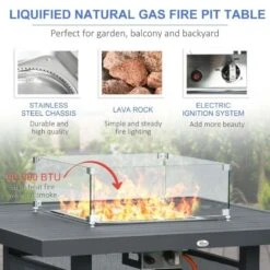 Outsunny 6 Piece Garden Furniture Set With Fire Pit Table - Grey - 84G-116V70GY -OUTSUNNY Sales Shop o u outsunny 84g 116v70gy 2
