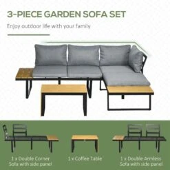 Outsunny 3 Piece Garden Furniture Set - Grey - 84G-169V01CG -OUTSUNNY Sales Shop o u outsunny 84g 169v01cg 2