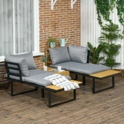 Outsunny 3 Piece Garden Furniture Set - Grey - 84G-169V01CG -OUTSUNNY Sales Shop o u outsunny 84g 169v01cg lifestyle
