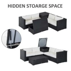 Outsunny 6 Piece Rattan Garden Furniture Set - Black / Beige - 860-006 14 Outsunny 6 Piece Rattan Garden Furniture Set - Black / Beige - 860-006 -OUTSUNNY Sales Shop o u outsunny 860 006 3