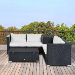 Outsunny 6 Piece Rattan Garden Furniture Set - Black / Beige - 860-006 19 Outsunny 6 Piece Rattan Garden Furniture Set - Black / Beige - 860-006 -OUTSUNNY Sales Shop o u outsunny 860 006 lifestyle
