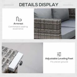 Outsunny 6 Piece Rattan Garden Furniture Set - Grey - 860-006GY -OUTSUNNY Sales Shop o u outsunny 860 006gy 5
