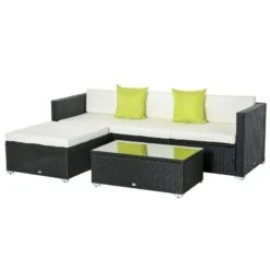 Outsunny 5 Piece Rattan Garden Furniture Set - Cream White/Black - 860-017BK -OUTSUNNY Sales Shop o u outsunny 860 017bk 1