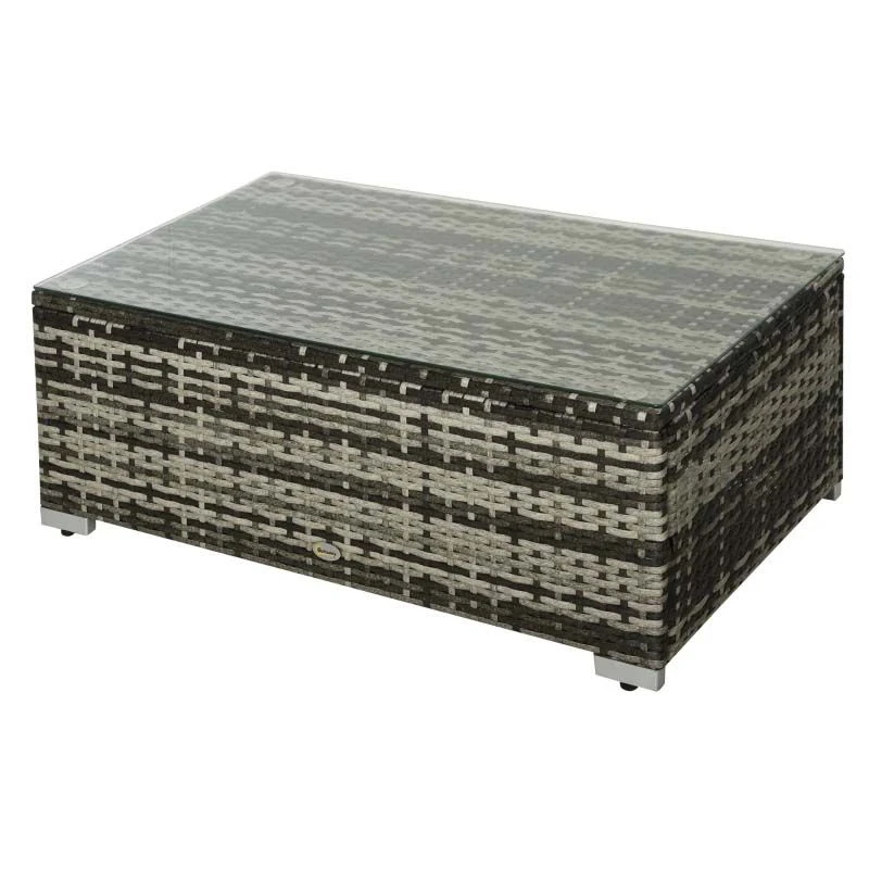 Outsunny 4-Seater Rattan Garden Furniture Set - Black/Grey - 860-017V70 10 Outsunny 4-Seater Rattan Garden Furniture Set - Black/Grey - 860-017V70 - Image 10