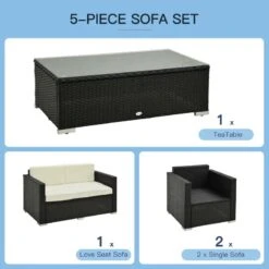 Outsunny 4-Seater Rattan Garden Furniture Set - Black - 860-024 -OUTSUNNY Sales Shop o u outsunny 860 024 4