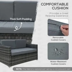 Outsunny 4-Seater Rattan Garden Furniture Set - Grey - 860-024GY -OUTSUNNY Sales Shop o u outsunny 860 024gy 4