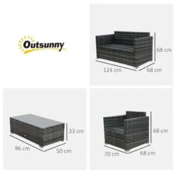 Outsunny 4-Seater Rattan Garden Furniture Set - Grey - 860-024GY -OUTSUNNY Sales Shop o u outsunny 860 024gy dimensions