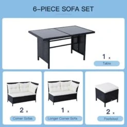 Outsunny 8-Seater Rattan Garden Furniture Set - Black - 860-025 -OUTSUNNY Sales Shop o u outsunny 860 025 4