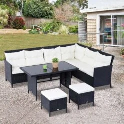 Outsunny 8-Seater Rattan Garden Furniture Set - Black - 860-025 -OUTSUNNY Sales Shop o u outsunny 860 025 lifestyle