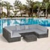 Outsunny 6-Seater Rattan Garden Furniture Set - Grey/Beige - 860-027GY -OUTSUNNY Sales Shop o u outsunny 860 027gy