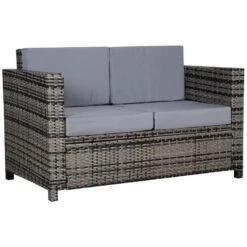 Outsunny Rattan 2 Seater Garden Sofa - Grey - 860-031GY -OUTSUNNY Sales Shop o u outsunny 860 031gy 1