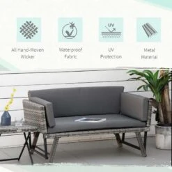 Outsunny Rattan 2 Seater Garden Sofa - Grey - 860-049V70GY 13 Outsunny Rattan 2 Seater Garden Sofa - Grey - 860-049V70GY -OUTSUNNY Sales Shop o u outsunny 860 049v70gy 3