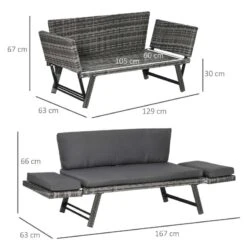 Outsunny Rattan 2 Seater Garden Sofa - Grey - 860-049V70GY 11 Outsunny Rattan 2 Seater Garden Sofa - Grey - 860-049V70GY -OUTSUNNY Sales Shop o u outsunny 860 049v70gy dimensions