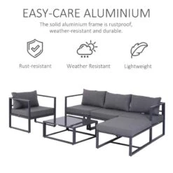 Outsunny 4-Seater Metal Garden Furniture Set - Grey - 860-052 11 Outsunny 4-Seater Metal Garden Furniture Set - Grey - 860-052 -OUTSUNNY Sales Shop o u outsunny 860 052 2