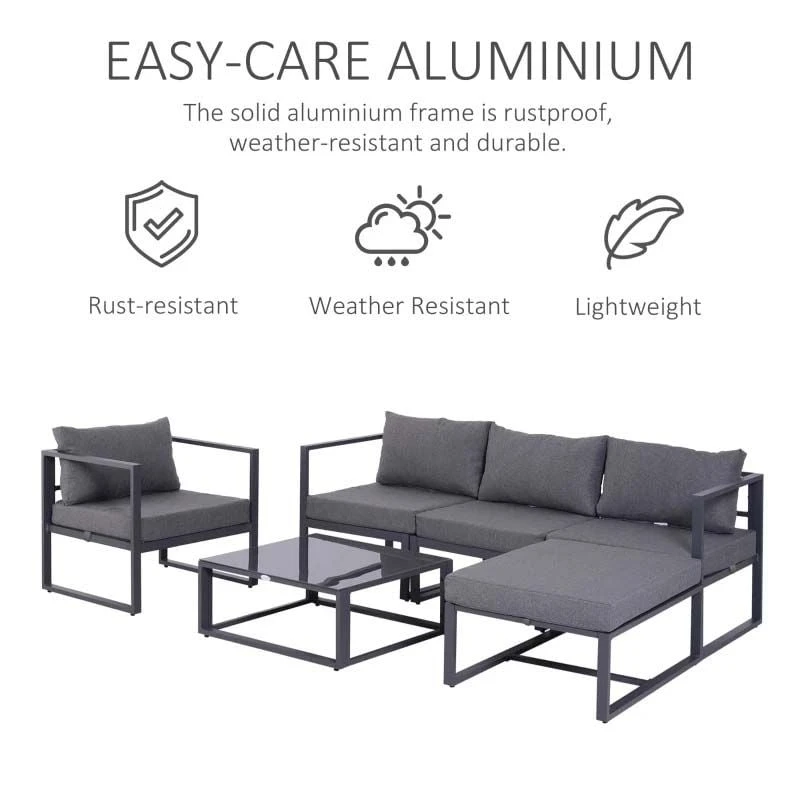 Outsunny 4-Seater Metal Garden Furniture Set - Grey - 860-052 4 Outsunny 4-Seater Metal Garden Furniture Set - Grey - 860-052 - Image 4