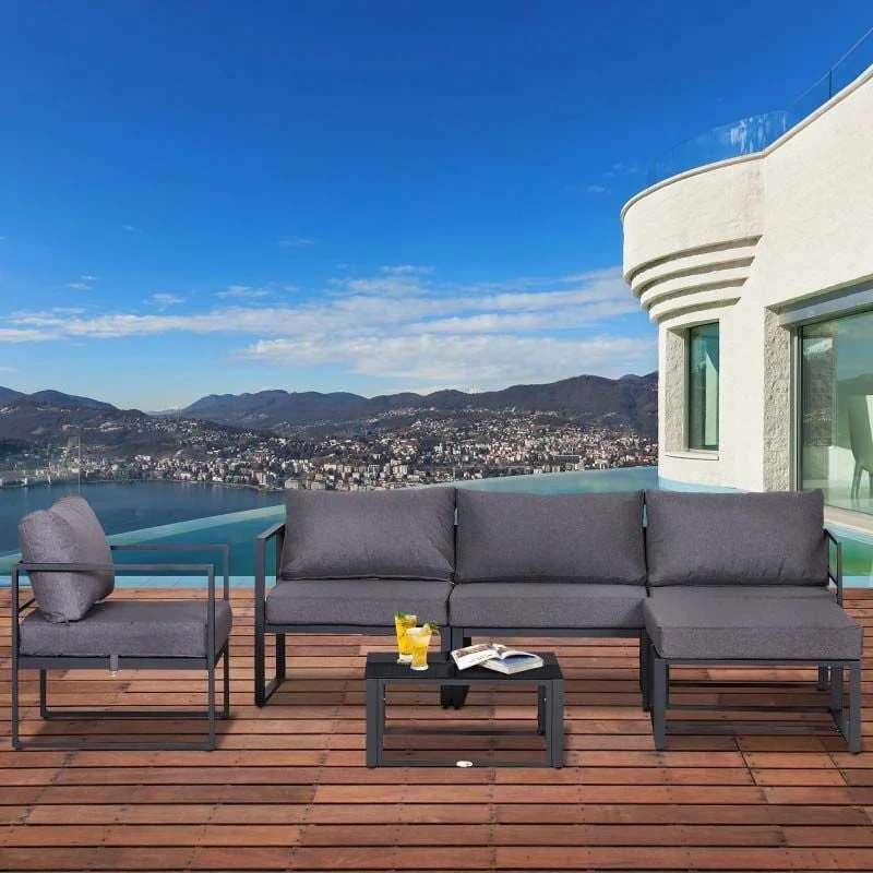 Outsunny 4-Seater Metal Garden Furniture Set - Grey - 860-052 8 Outsunny 4-Seater Metal Garden Furniture Set - Grey - 860-052 - Image 8