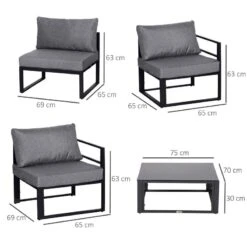 Outsunny 6 Piece Garden Furniture Set - Grey - 860-053 -OUTSUNNY Sales Shop o u outsunny 860 053 dimensions