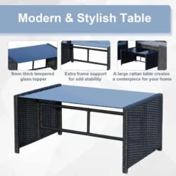 Outsunny 4-Seater Rattan Garden Furniture Set - Black - 860-064V01BK -OUTSUNNY Sales Shop o u outsunny 860 064v01bk 2