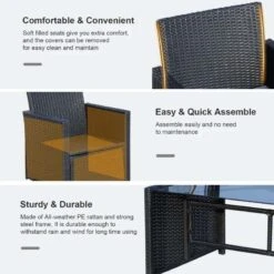 Outsunny 4-Seater Rattan Garden Furniture Set - Black - 860-064V01BK -OUTSUNNY Sales Shop o u outsunny 860 064v01bk 3