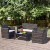 Outsunny 4-Seater Rattan Garden Furniture Set - Brown - 860-064V01BN 21 Outsunny 4-Seater Rattan Garden Furniture Set - Brown - 860-064V01BN -OUTSUNNY Sales Shop o u outsunny 860 064v01bn