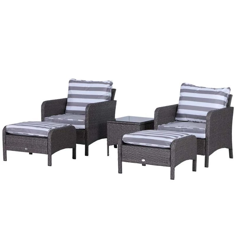 Outsunny 2-Seater Rattan Garden Furniture Set - Grey - 860-066V01CG 2 Outsunny 2-Seater Rattan Garden Furniture Set - Grey - 860-066V01CG - Image 2