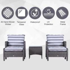 Outsunny 2-Seater Rattan Garden Furniture Set - Grey - 860-066V01CG 12 Outsunny 2-Seater Rattan Garden Furniture Set - Grey - 860-066V01CG -OUTSUNNY Sales Shop o u outsunny 860 066v01cg 2