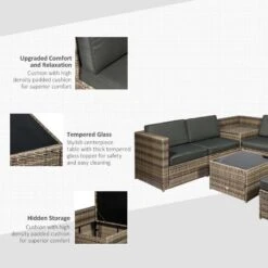 Outsunny 8 Piece Rattan Garden Furniture Set - Brown - 860-072CG -OUTSUNNY Sales Shop o u outsunny 860 072cg 3