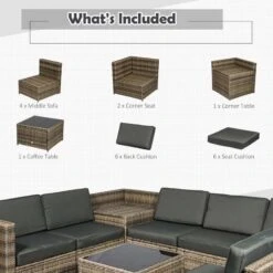 Outsunny 8 Piece Rattan Garden Furniture Set - Brown - 860-072CG -OUTSUNNY Sales Shop o u outsunny 860 072cg 4