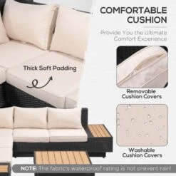 Outsunny 5-Seater Corner Rattan Furniture Garden Set - Black / Beige / Orange - 860-075BK -OUTSUNNY Sales Shop o u outsunny 860 075bk 4