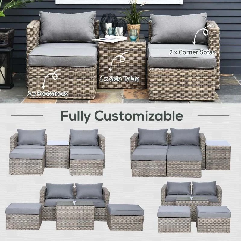 Outsunny 2-Seater Rattan Garden Furniture Set - Brown - 860-088 8 Outsunny 2-Seater Rattan Garden Furniture Set - Brown - 860-088 - Image 8