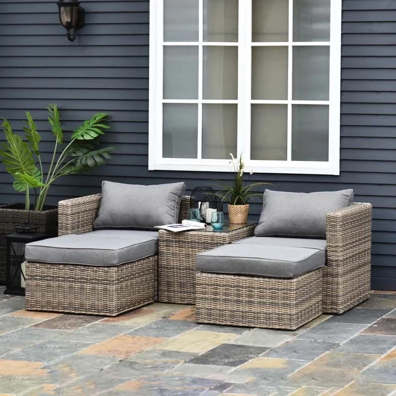 Outsunny 2-Seater Rattan Garden Furniture Set - Brown - 860-088 1 Outsunny 2-Seater Rattan Garden Furniture Set - Brown - 860-088