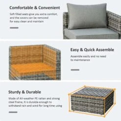 Outsunny 2-Seater Rattan Garden Furniture Set - Grey - 860-088GY -OUTSUNNY Sales Shop o u outsunny 860 088gy 3