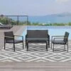 Outsunny 4-Seater Rattan Garden Furniture Set - Black - 860-092V70