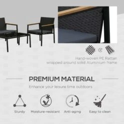 Outsunny 4-Seater Rattan Garden Furniture Set - Black - 860-092V70 -OUTSUNNY Sales Shop o u outsunny 860 092v70 2