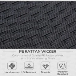 Outsunny 4-Seater Rattan Garden Furniture Set - Black - 860-092V70 -OUTSUNNY Sales Shop o u outsunny 860 092v70 3