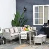 Outsunny 6-Seater Rattan Garden Furniture Set With Cushion - Mixed Grey - 860-093V70