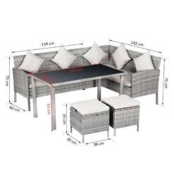 Outsunny 6-Seater Rattan Garden Furniture Set With Cushion - Mixed Grey - 860-093V70 -OUTSUNNY Sales Shop o u outsunny 860 093v70 dimensions