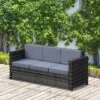 Outsunny Rattan 3 Seater Garden Sofa - Grey - 860-095 -OUTSUNNY Sales Shop o u outsunny 860 095