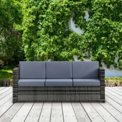 Outsunny Rattan 3 Seater Garden Sofa - Grey - 860-095 -OUTSUNNY Sales Shop o u outsunny 860 095 lifestyle