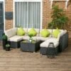 Outsunny 8 Piece Rattan Garden Furniture Set - Black - 860-096V00BK
