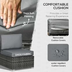 Outsunny 8 Piece Rattan Garden Furniture Set - Grey - 860-096V00GG -OUTSUNNY Sales Shop o u outsunny 860 096v00gg 3