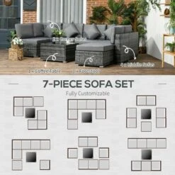 Outsunny 8 Piece Rattan Garden Furniture Set - Grey - 860-096V00GG -OUTSUNNY Sales Shop o u outsunny 860 096v00gg 4
