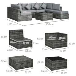 Outsunny 8 Piece Rattan Garden Furniture Set - Grey - 860-096V00GG -OUTSUNNY Sales Shop o u outsunny 860 096v00gg dimensions