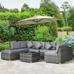 Outsunny 8 Piece Rattan Garden Furniture Set - Grey - 860-096V00GG -OUTSUNNY Sales Shop o u outsunny 860 096v00gg lifestyle