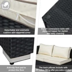 Outsunny 4 Piece Rattan Garden Furniture Set - Black - 860-104V70BK 16 Outsunny 4 Piece Rattan Garden Furniture Set - Black - 860-104V70BK -OUTSUNNY Sales Shop o u outsunny 860 104v70bk 5