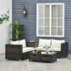 Outsunny 4-Seater Rattan Garden Furniture Set - Table/Storage - Brown - 860-104V70BN 2 Outsunny 4-Seater Rattan Garden Furniture Set - Table/Storage - Brown - 860-104V70BN -OUTSUNNY Sales Shop o u outsunny 860 104v70bn