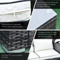 Outsunny 4-Seater Rattan Garden Furniture Set - Table/Storage - Brown - 860-104V70BN -OUTSUNNY Sales Shop o u outsunny 860 104v70bn 5